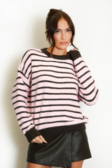 Contrast Collar Striped Jumper