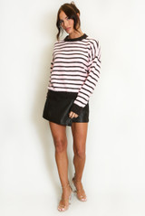 Contrast Collar Striped Jumper