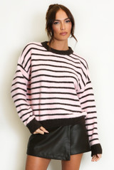 Contrast Collar Striped Jumper
