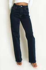 Dark Denim Straight Fit Stretch Jeans