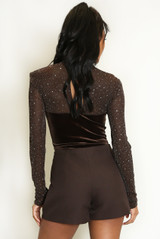 Velvet Studded Mesh Bodysuit