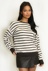 Neutral Bow Back Striped Jumper
