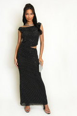 Embellished Cut Out Maxi Dress