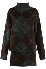 Argyle Turtle Neck Jumper And Skirt Set
