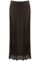 Lace Hem Satin Maxi Skirt