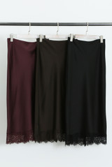 Lace Hem Satin Maxi Skirt