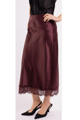 Lace Hem Satin Maxi Skirt