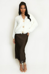 Lace Hem Satin Maxi Skirt