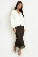 Lace Hem Satin Maxi Skirt