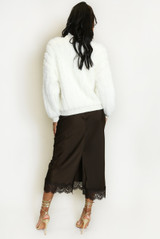 Lace Hem Satin Maxi Skirt