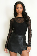 Lace Mesh Open Back Bodysuit