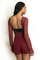 Lace Mesh Open Back Bodysuit