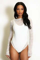 Lace Mesh Open Back Bodysuit