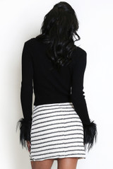 Ribbed High Neck Jumper With Faux Fur Cuff