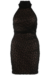 Lace Halter Neck Mini Dress