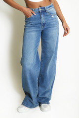 Washed Denim Dad Fit Stretch Jeans