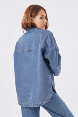 Patch Pockets Denim Shacket