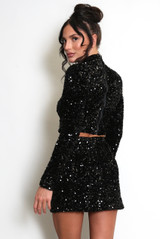 High Neck Sequin Long Sleeve Top  - New Ratio