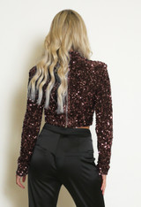 High Neck Sequin Long Sleeve Top  - New Ratio