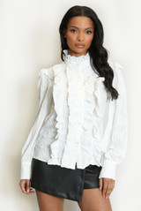 Ruffles Mock Neck Blouse