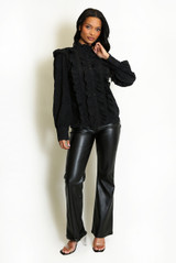 Ruffles Mock Neck Blouse