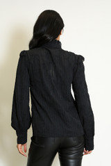 Ruffles Mock Neck Blouse