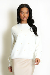 Fluffy Embroidered Bow Jumper 
