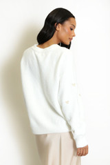 Fluffy Embroidered Bow Jumper 