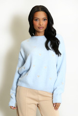 Fluffy Embroidered Bow Jumper 