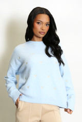 Fluffy Embroidered Bow Jumper 