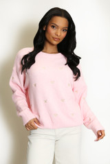 Fluffy Embroidered Bow Jumper 