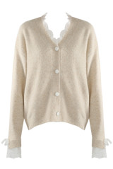 Lace Trim Fluffy Cardigan 