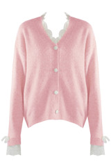 Lace Trim Fluffy Cardigan 