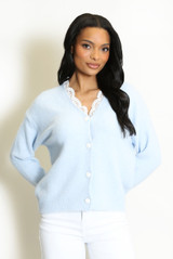 Lace Trim Fluffy Cardigan 