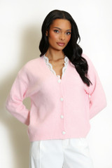 Lace Trim Fluffy Cardigan 