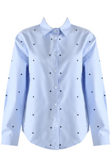 Heart Embroidered Cotton Shirt