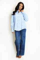 Heart Embroidered Cotton Shirt