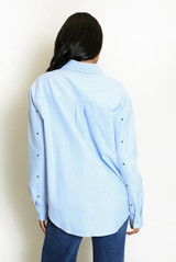 Heart Embroidered Cotton Shirt