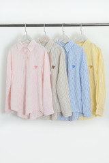 Heart Embroidered Check Cotton Shirt
