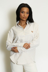 Heart Embroidered Check Cotton Shirt