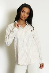 Heart Embroidered Check Cotton Shirt