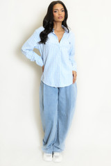 Heart Embroidered Check Cotton Shirt