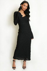 V Neck Textured Maxi Dress