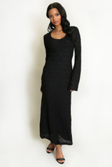 V Neck Textured Maxi Dress