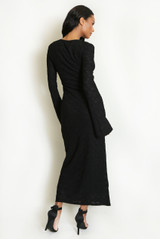 V Neck Textured Maxi Dress