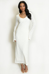 V Neck Textured Maxi Dress
