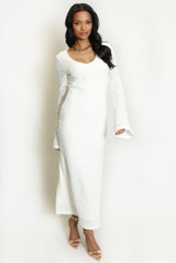 V Neck Textured Maxi Dress