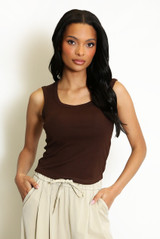 Ribbed Square Neck Vest Top