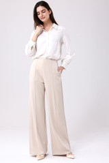 Pin tuck High Waist Wide Leg Trouser