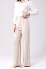 Pin tuck High Waist Wide Leg Trouser